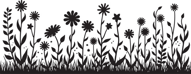 Wildflower Silhouette SVG Bundle | Floral Border Vector Clipart for Cricut & Crafts

