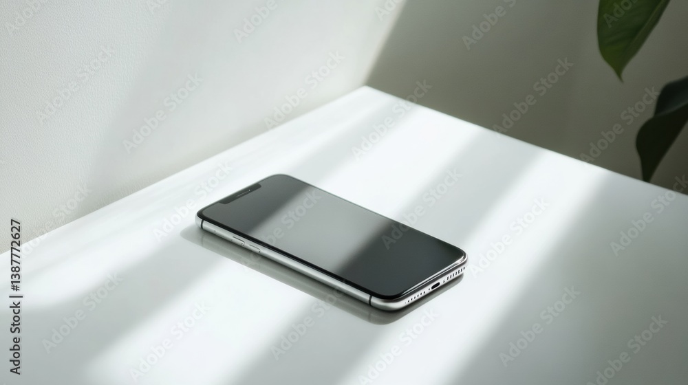 Leinwandbilder modern smartphone on a clean white surface with soft diffused lighting in a minimalist setting