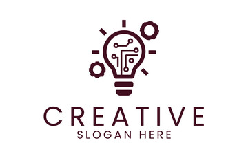 Innovative Technology Idea Lightbulb Design Logo gear icon power modern vector  