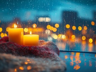 Rainy Night Candles Cozy Window