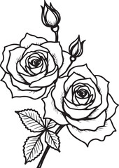 Rose Line Art SVG | Elegant Flower Tattoo Design | Floral Clipart Bundle

