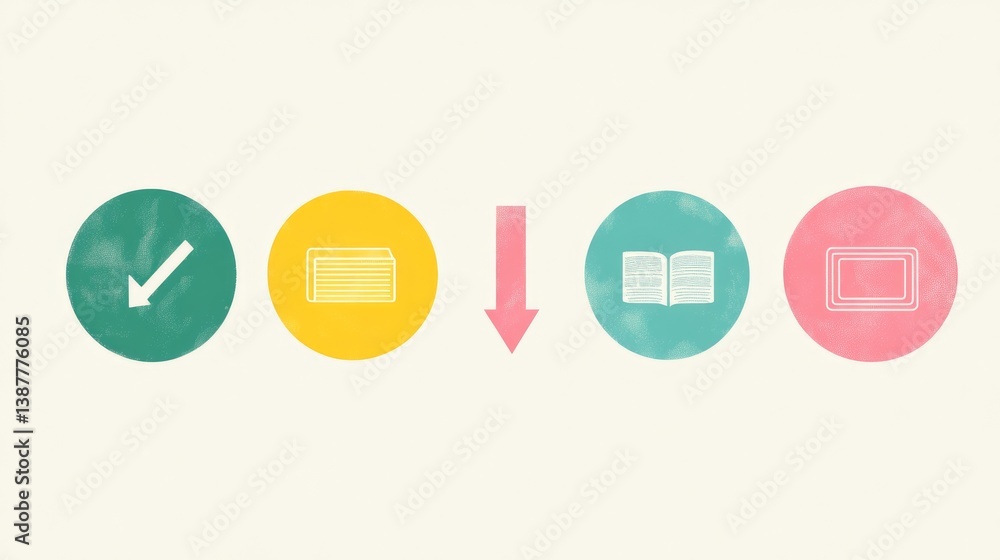 Poster graphic of content lifecycle stages with arrows and icons