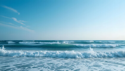 Fototapeta premium Sea Waves and Clear Sky Wallpaper – Minimalist Design with Smooth Gradients