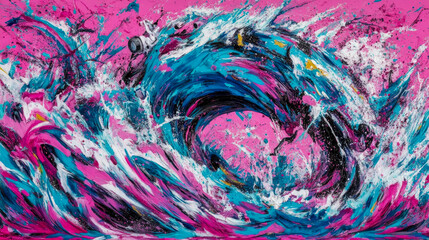Obraz premium Whirlwind of color, a turbulent abstract art piece