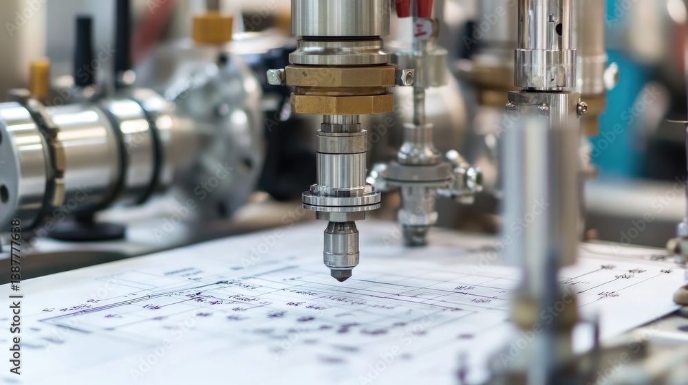 Poster hydraulics system design schematic with pressure graphs and flow meters