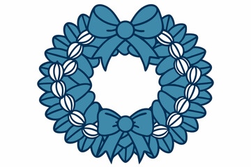 christmas wreath with red ribbon