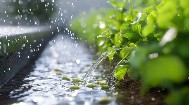 Urban drainage channel designed for rainwater collection, located on city outskirts, highlights stormwater management, essential for effective urban infrastructure and city planning.