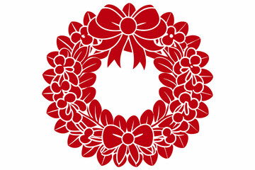 christmas wreath with red ribbon