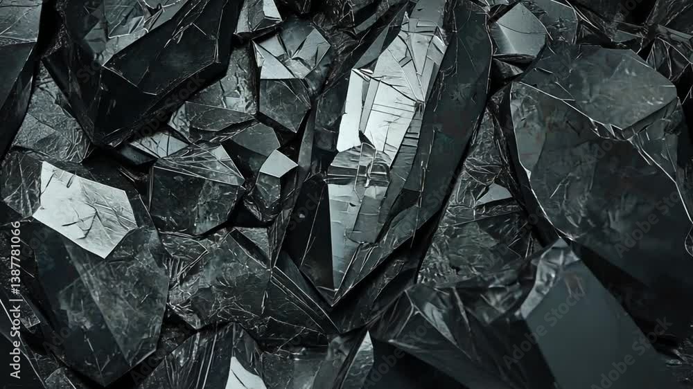 Poster geometric design of fragmented black stones in an abstract arrangement generative ai