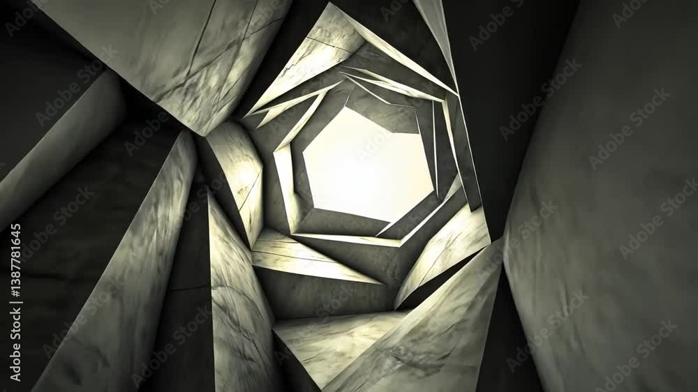 Poster intricate geometric spiral structure in light generative ai