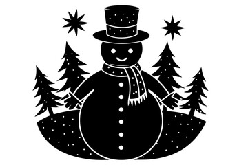 snowman and christmas tree