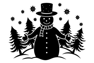 snowman and christmas tree