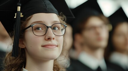 Diverse Graduating Students Celebrating Achievement, a lively gathering of graduates from various backgrounds, showcasing their joy and pride in academic success, wearing caps and gowns.