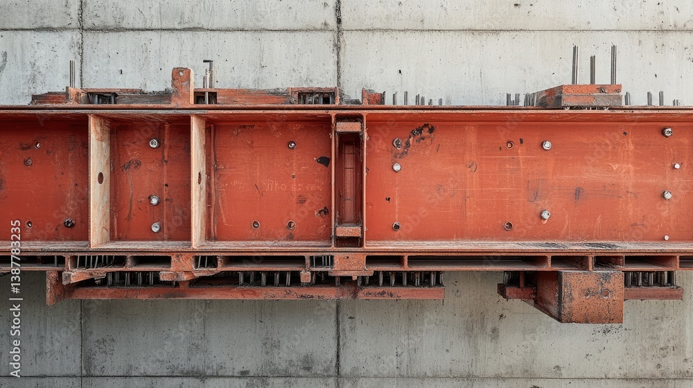 Poster section view of beam and slab connection showing reinforcement layout and notes