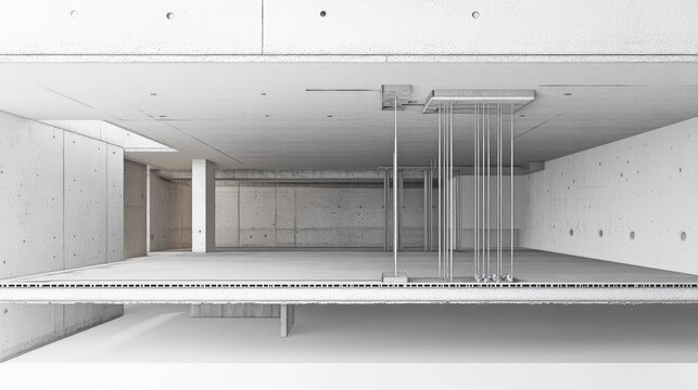 Section view of beam and slab connection showing reinforcement layout and notes