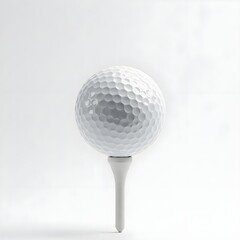 Golf ball on tee, isolated on white background