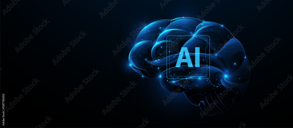 Aufkleber artificial intelligence brain in futuristic digital design