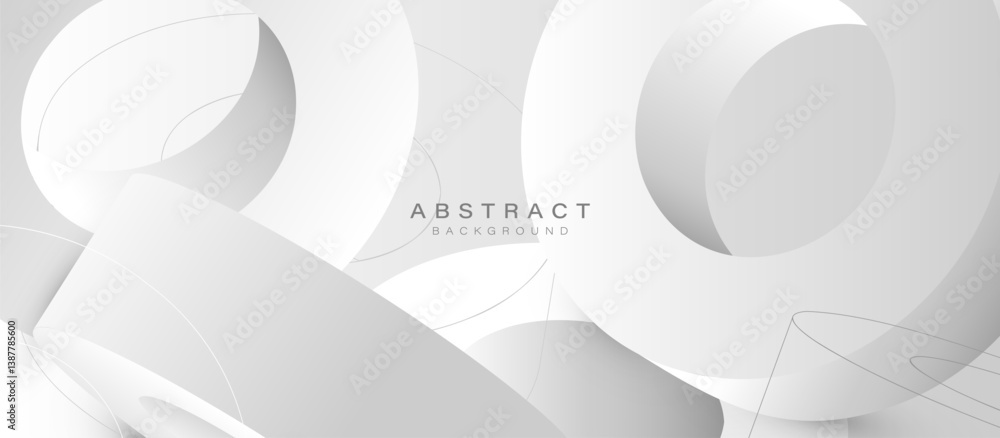Aufkleber minimal white abstract background with curved 3d shapes