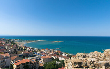 Naklejka premium panorama of Cariati on the Calabrian sea on a clear day