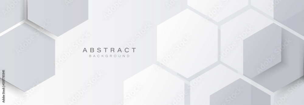 Poster White Hexagon Abstract Background with Clean Minimal Design