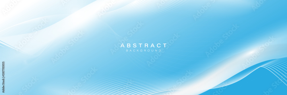 Poster Smooth Light Blue Abstract Background with Flowing Wave Lines