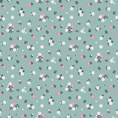 Flower pattern. Ditsy floral seamless pattern. Small little flower background. Repeat pattern. Ditsy print. Botanic surface design. Ditsy floral flower pattern for fashion, fabric, wrapping, decor