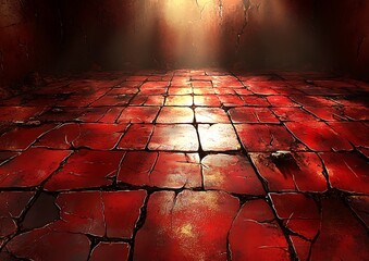 Red Stone Floor, Glowing Light, Dungeon
