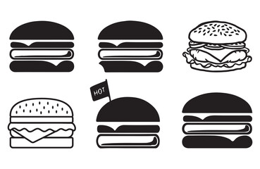 Hamburger and Fast Food Icons Vector Pack for Menu Design