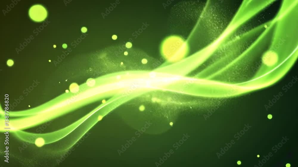 Poster abstract green background with flowing shapes and vibrant bubbles generative ai
