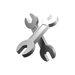 Crossed Silver Wrenches 3D Icon