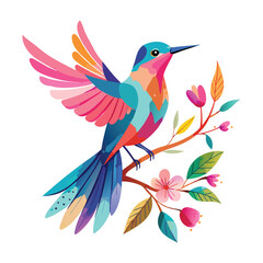 a watercolor painting of a pink blue green.