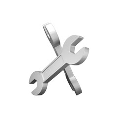 Realistic Crossed Metal Wrench Icon