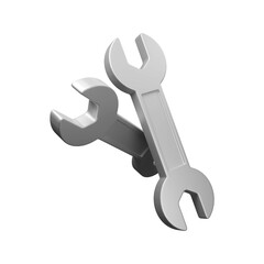 3D Mechanical Silver Wrenches Icon