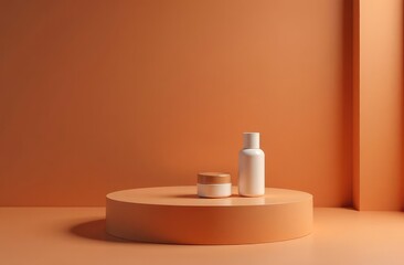 Abstract  brown background for  presentation.  podium for cosmetics bottle 