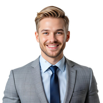 Portrait of smiling businessman in suit professional headshot Isolated on Transparent Background, No Background