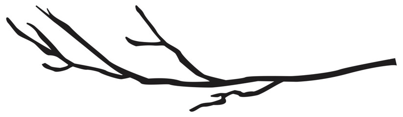 Obraz premium Dry Tree of Branch Silhouette Illustration. Isolated On Transparent Background.