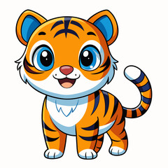 Tiger vector cute cub cartoon illustration