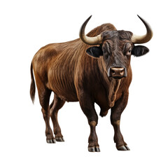 Fototapeta premium Textured Brown Bull on transparent background