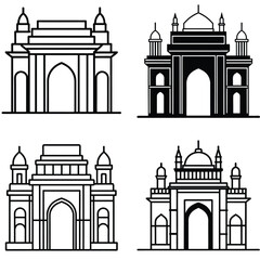 Obraz premium Minimalist Gateway of India Mumbai Logo Icon Bundle