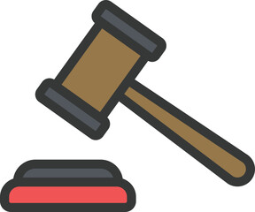 Court Gavel Filled Line Icon