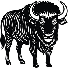 Adobe Illustrator Bison silhouettes and icons. black flat color simple elegant white background Bison animal vector and illustration
