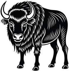 Adobe Illustrator Bison silhouettes and icons. black flat color simple elegant white background Bison animal vector and illustration