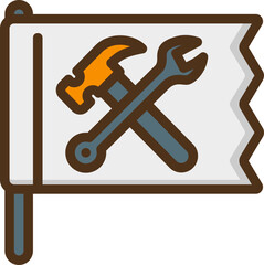 Labour Flag Filled Line Icon