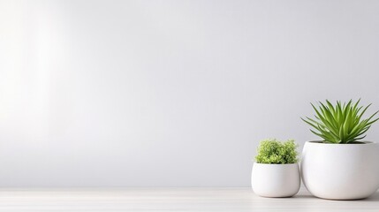 Minimalist plant display on a light surface