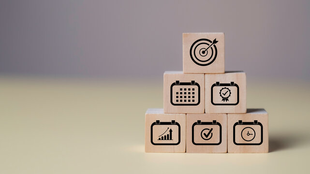 Business Success Effective Planning, Time Management and Goal Setting, Featuring a calendar with scheduled events and project timelines. Strategic planning, efficient time management and goal.