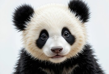 Fototapeta premium Cute Panda Cub Portrait Looking at Camera with Gentle Expression