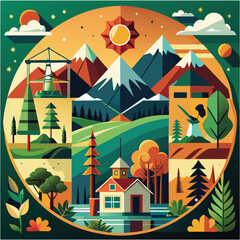 Naklejka premium Natural Tree plant vector illustration