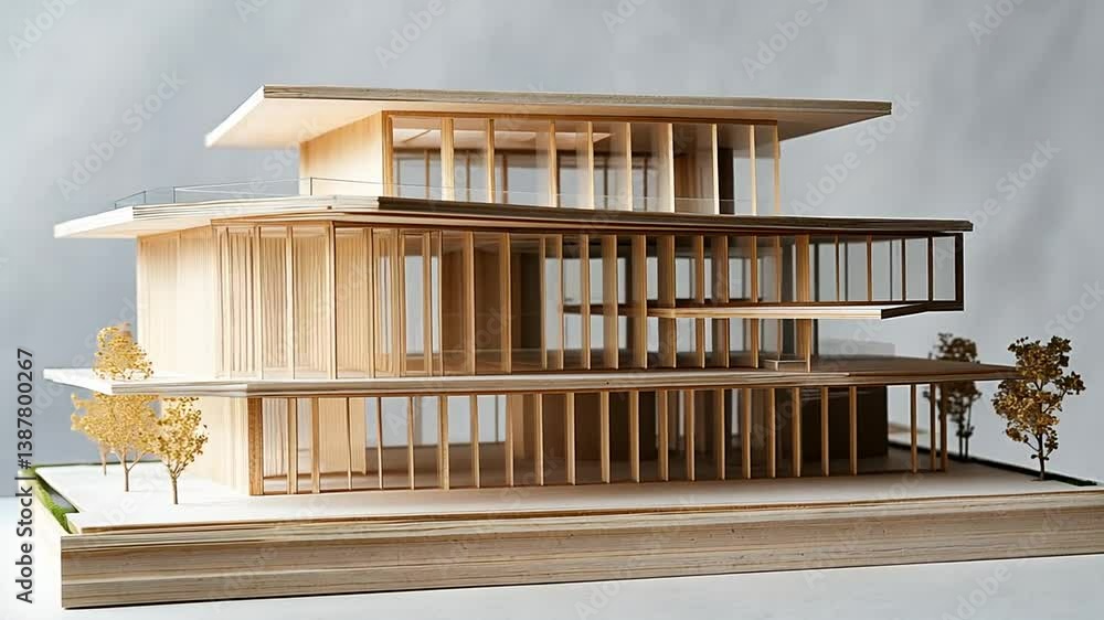 Poster architectural design model showcasing innovative structure in progress generative ai