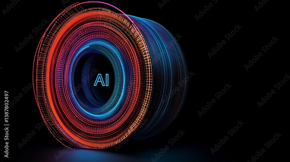 Poster vibrant abstract ai illustration with colorful circular patterns