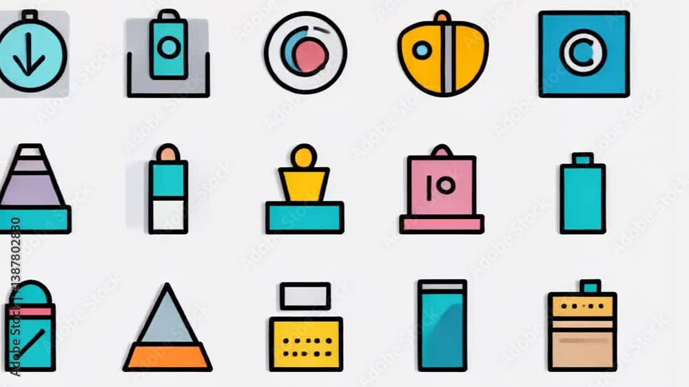 Poster basic icon set with shapes and objects for design generative ai